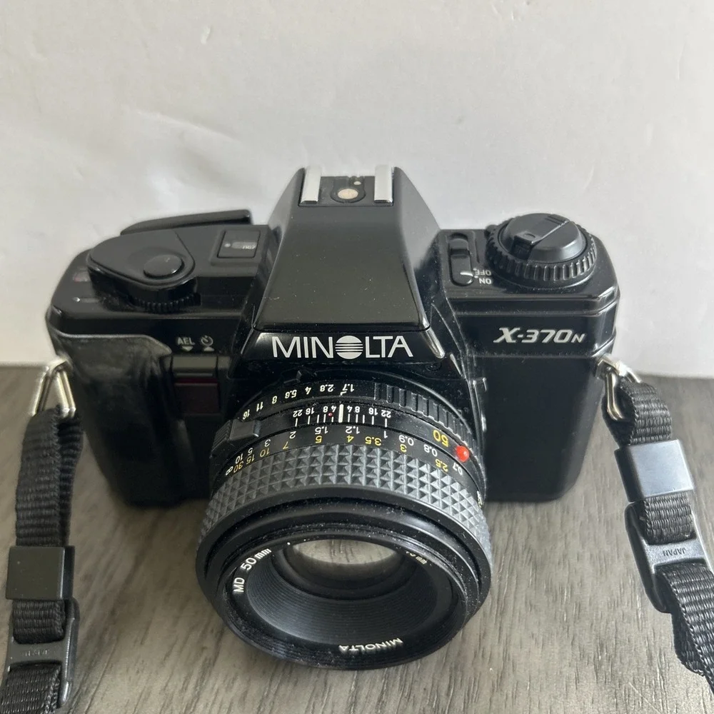 Minolta X-370n 35mm Film Camera MD 50mm f/1.7 Lens Auto Winder Grip READ As Is